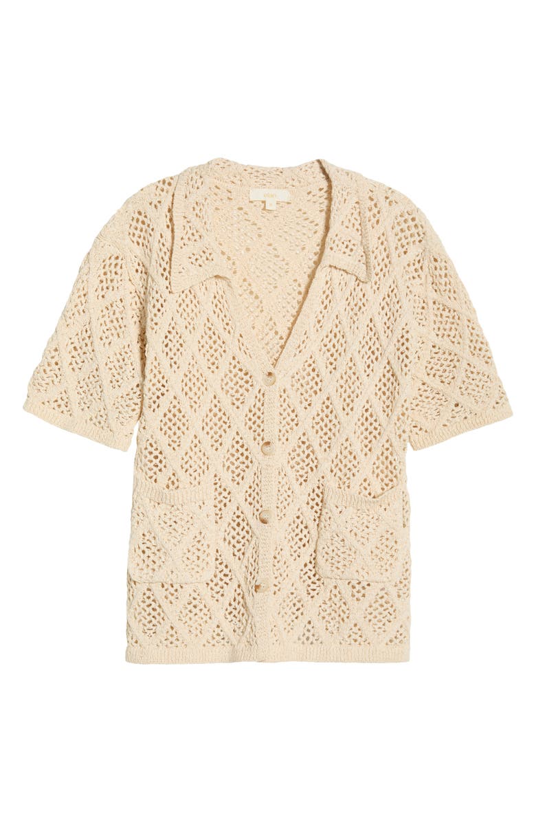 Elan Sheer Open Stitch Cover-Up Button-Up Shirt, Alternate, color, Natural