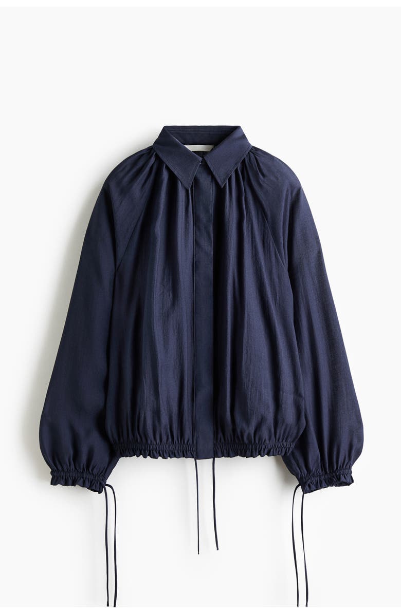 H&M Oversized drawstring-detail shirt, Alternate, color, Navy Blue