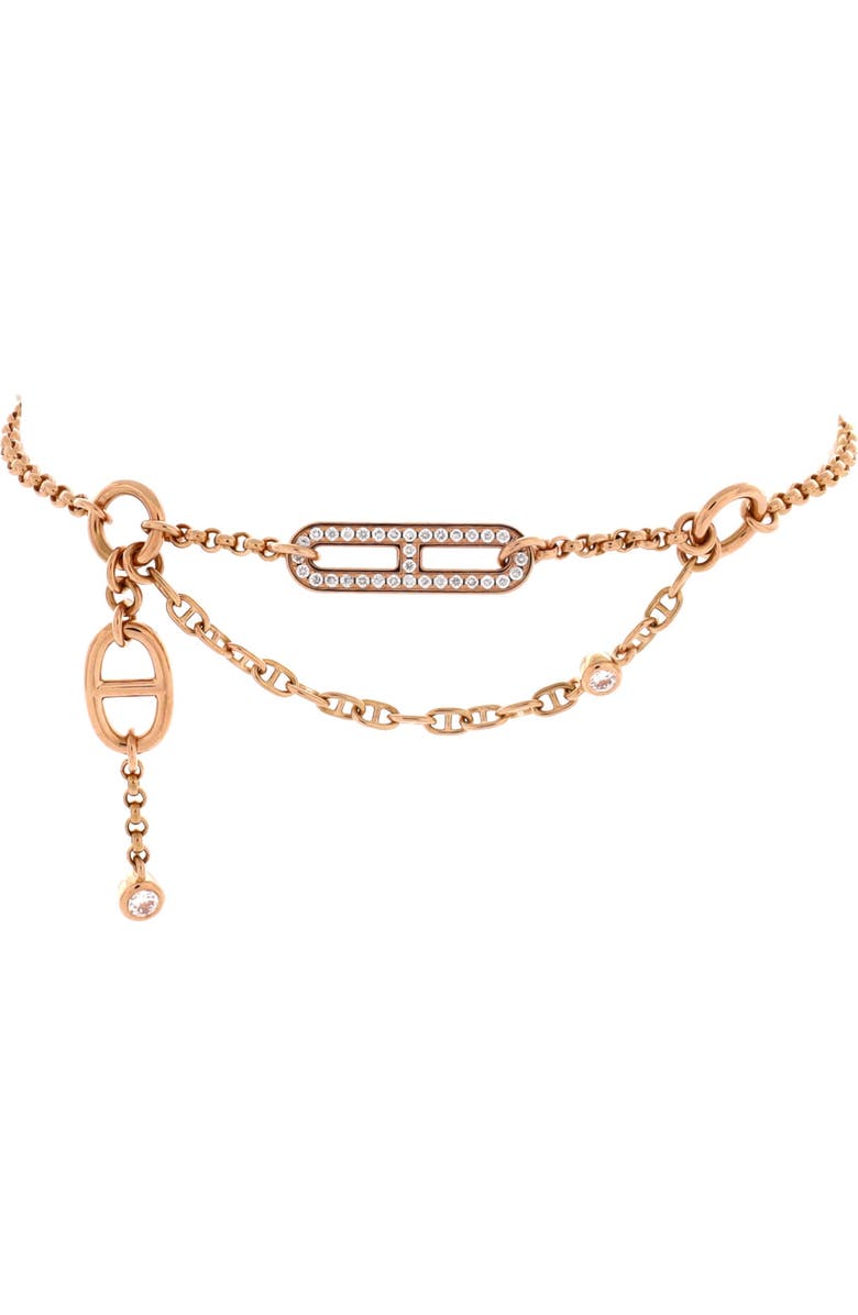 Pre-Owned Hermes Chaine d'Ancre Chaos Bracelet 18K Rose Gold with Diamonds, Main, color, Rose Gold
