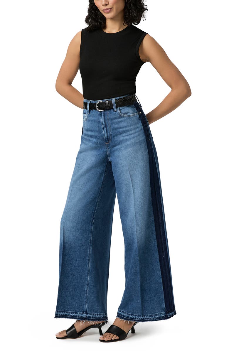 PAIGE Portia High Waist Released Raw Hem Wide Leg Jeans, Alternate, color, 