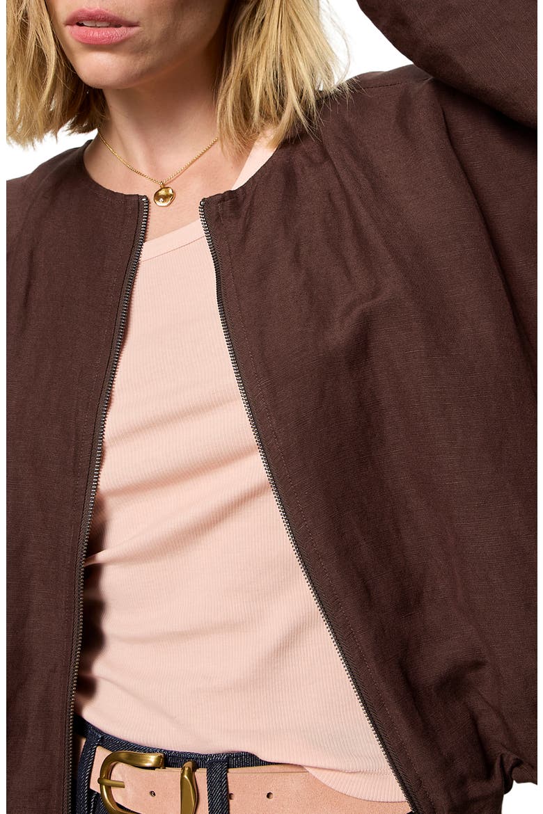Linen Blend Bubble Jacket, Alternate, color, RICH SOIL BROWN