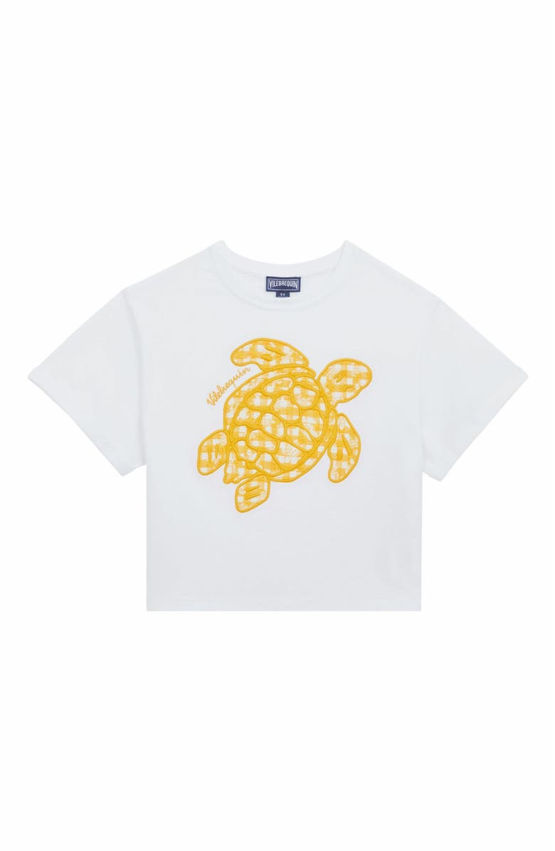 Vilebrequin Kids' Embroidered Turtle Cotton T-Shirt, Alternate, color, Blanc