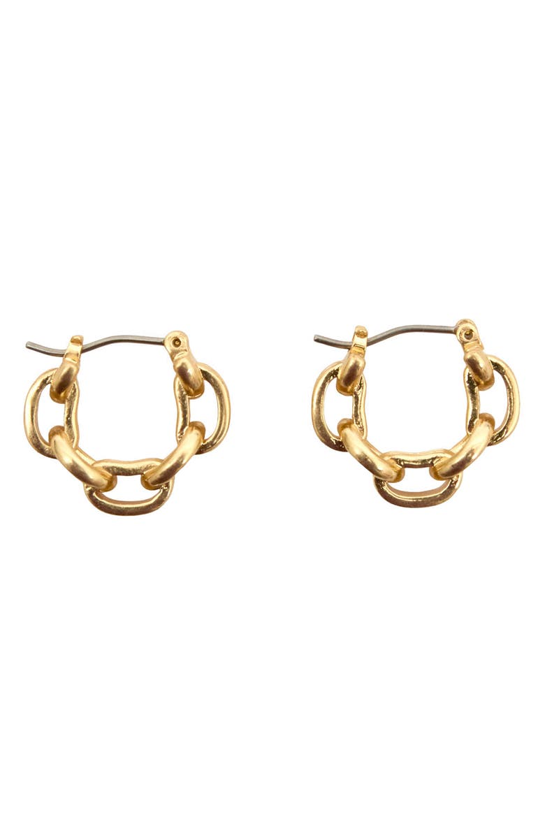 Clare V. Le Story Chain Hoop Earrings, Alternate, color, Vintage Gold