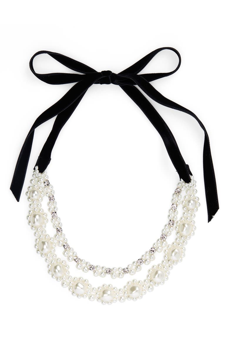 Simone Rocha Baroque Imitation Pearl Double Strand Necklace, Main, color,
