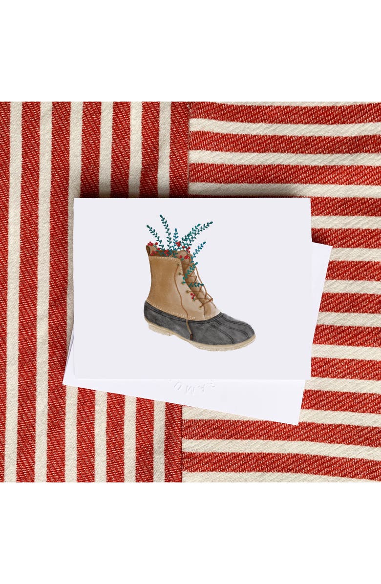 Ramus & Co Greetings from New England, New England Boot, Preppy Santa Winter/Holiday/Christmas Greeting Card Pack Sets, Alternate, color, Multi-Pack