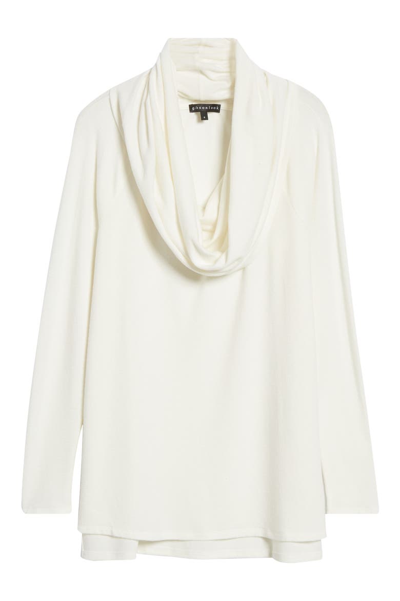 Convertible Neckline Cozy Fleece Tunic, Alternate, color, IVORY