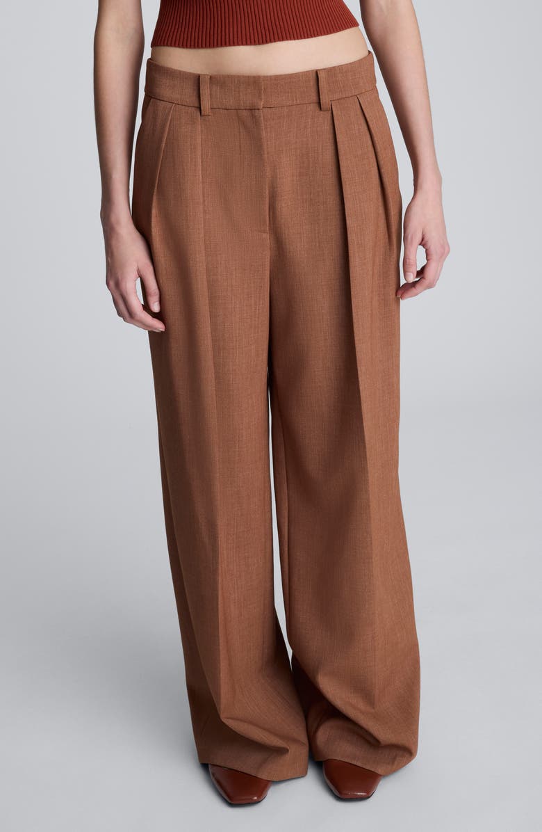 Kenneth Cole Double Pleat High Waist Wide Leg Pants, Main, color, Russet Melange