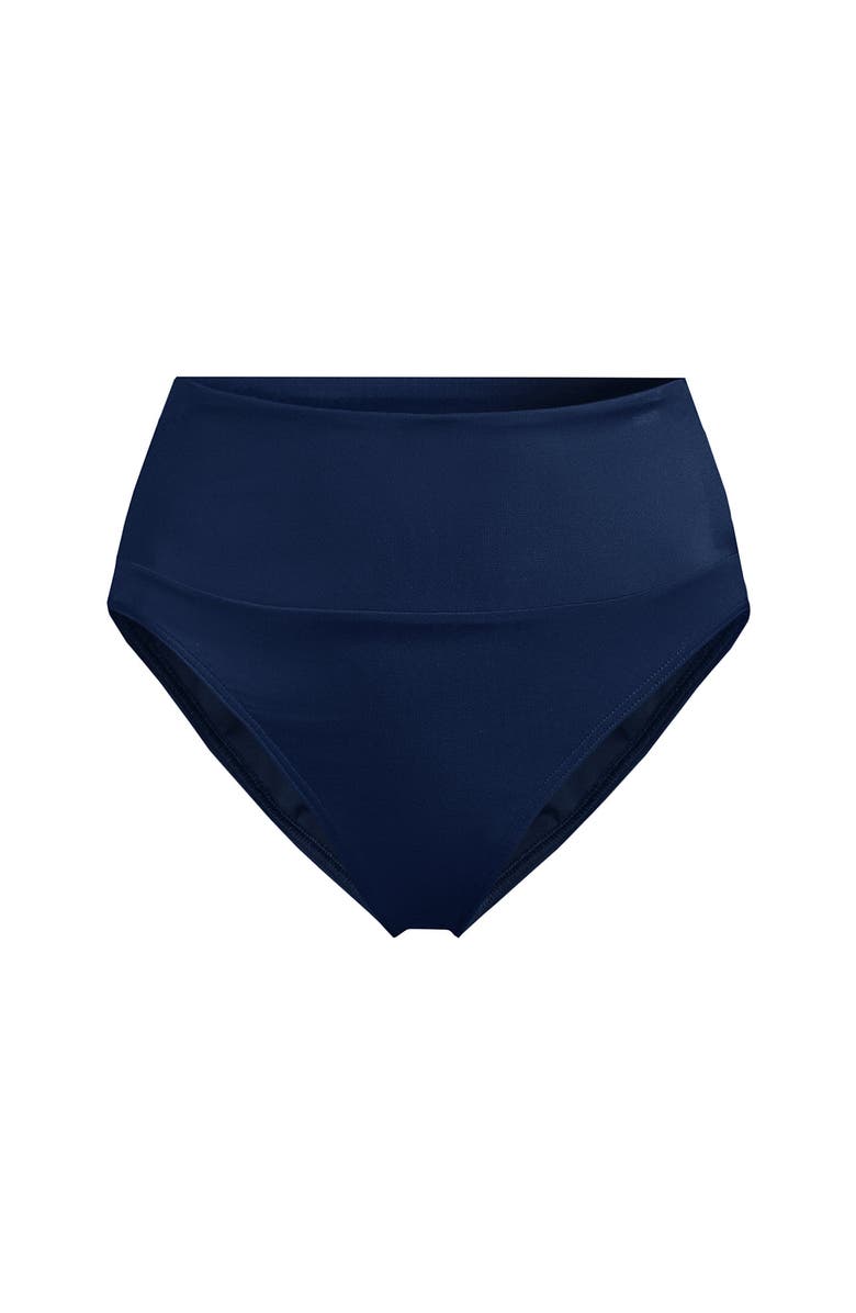 Lands
 End Tugless High Waisted Bikini Bottoms, Alternate, color, Deep Sea Navy