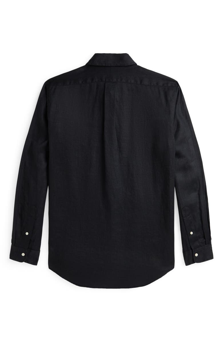 Polo Ralph Lauren Solid White Linen Button-Down Shirt, Alternate, color, Black
