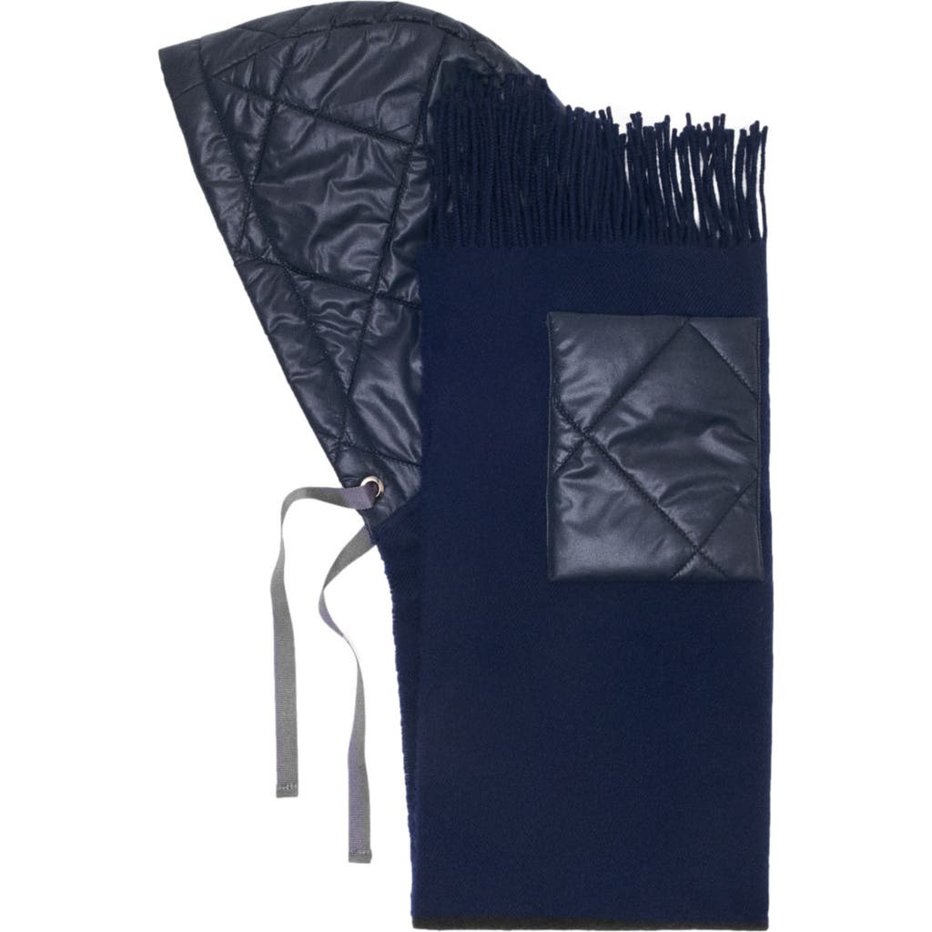 Maje Hooded Wool Poncho In Blue