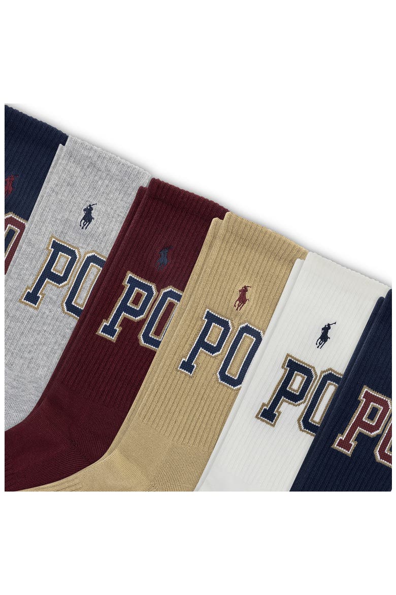 Assorted 6-Pack Varsity Logo Crew Socks, Alternate, color, ASSORTED