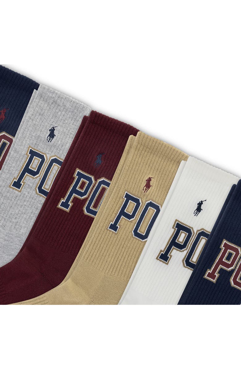 Polo Ralph Lauren Assorted 6-Pack Varsity Logo Crew Socks, Alternate, color, Assorted