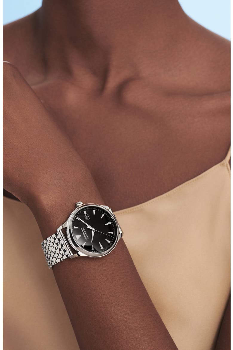 Heritage Calendoplan Bracelet Watch, 40mm, Alternate, color, SILVER/ BLACK
