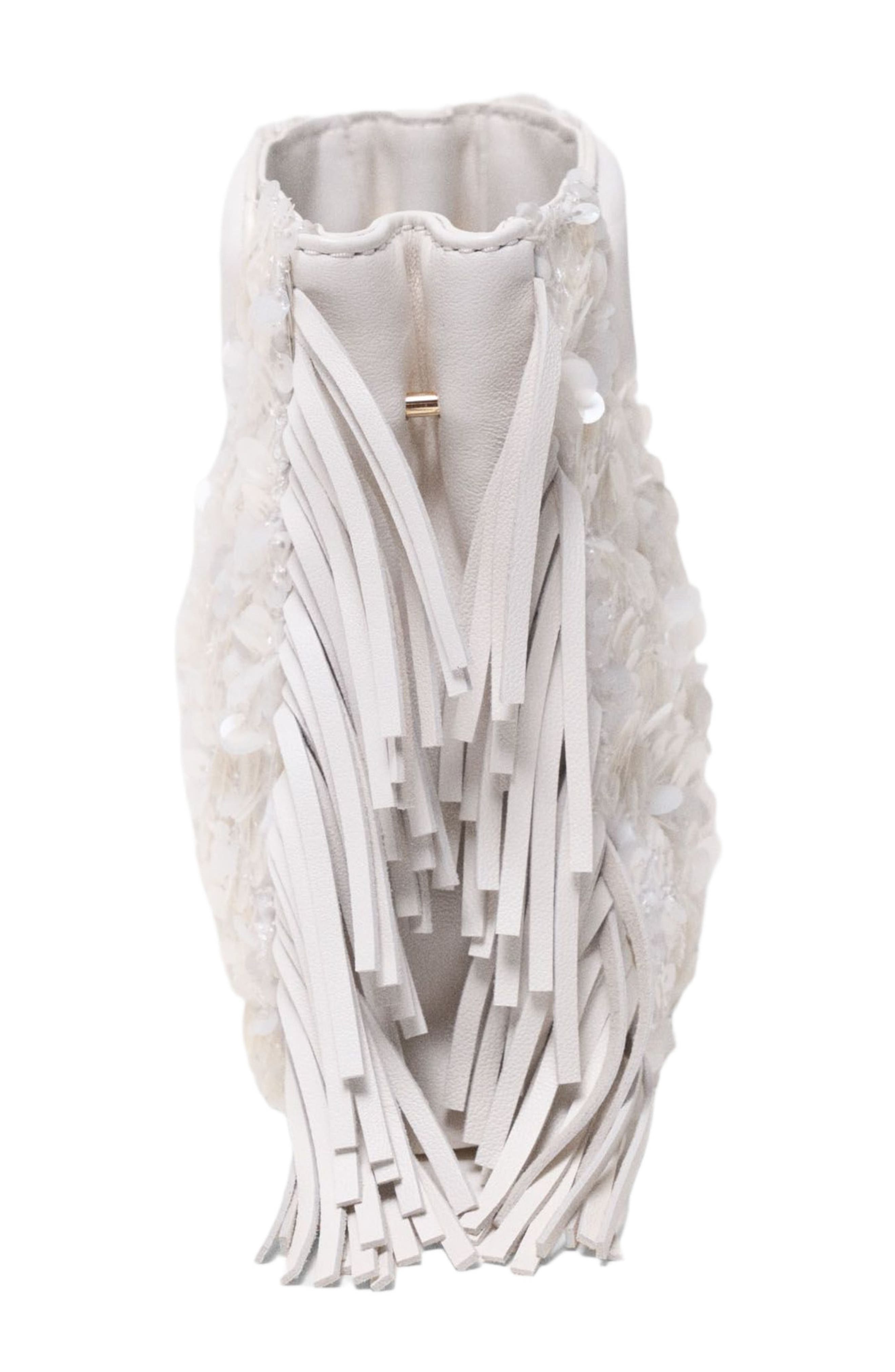 maje Sequinned M mini bag, Alternate, color, White