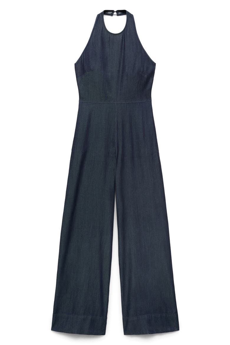 Denim Halter Jumpsuit, Main, color, OPEN BLUE