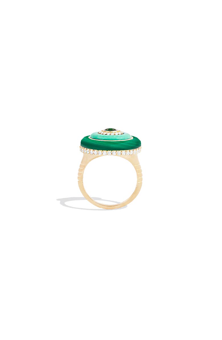 Campbell + Charlotte Evolve Stone Inlay Cocktail Ring, Alternate, color, Green- Gold