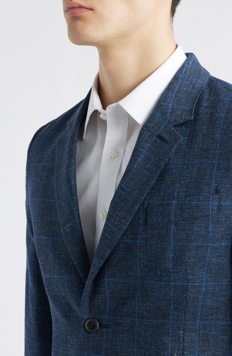 Paul Smith London Tailored Fit Windowpane Check Wool & Cotton Blend Sport Coat, Alternate, color, Navy