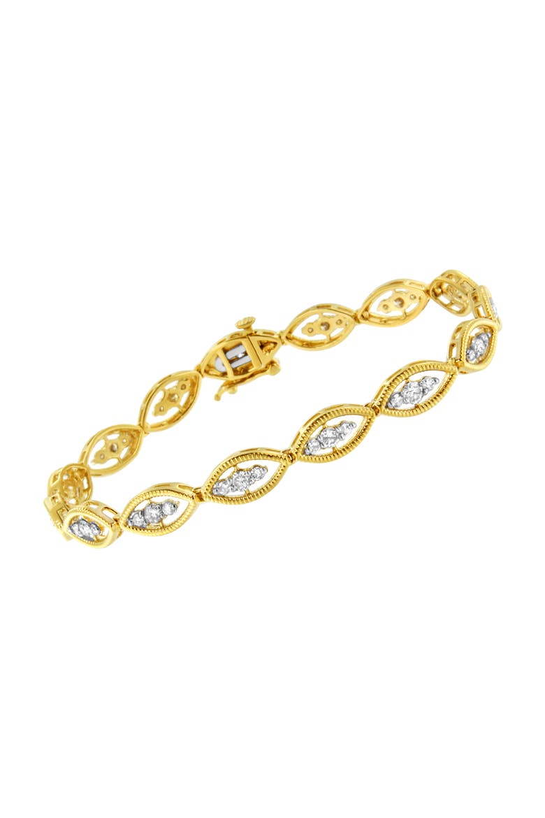 10K Yellow Gold Plated Silver 1 cttw Prong Set Diamond Link Bracelet, Alternate, color, Yellow