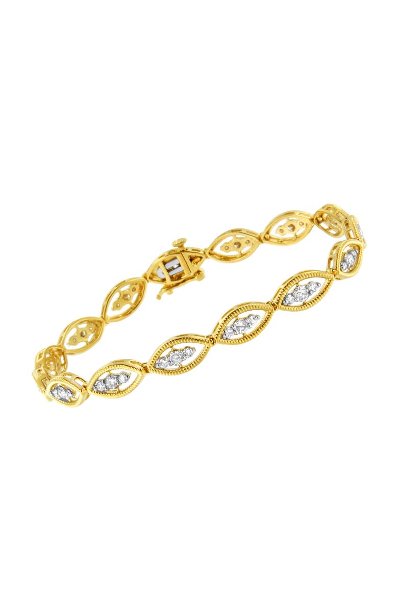 Haus of Brilliance 10K Yellow Gold Plated Silver 1 cttw Prong Set Diamond Link Bracelet, Alternate, color, Yellow