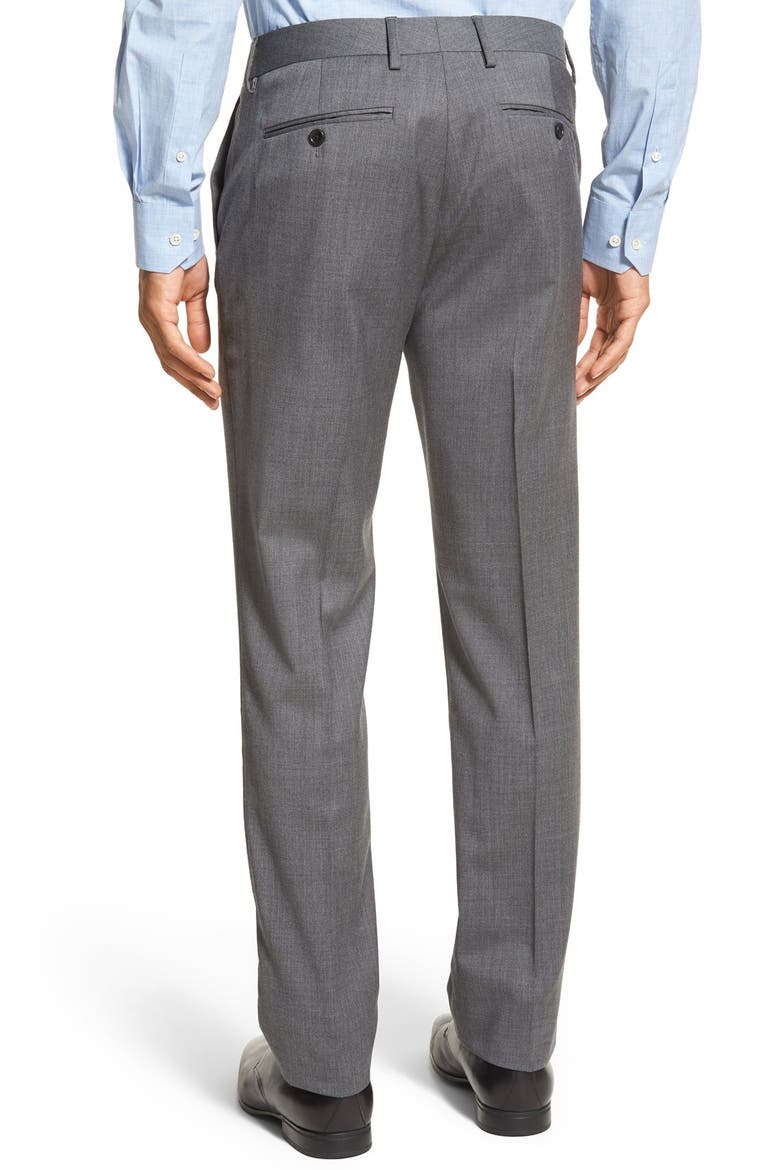 Jetsetter Slim Fit Flat Front Stretch Wool Dress Pants, Alternate, color, GREY