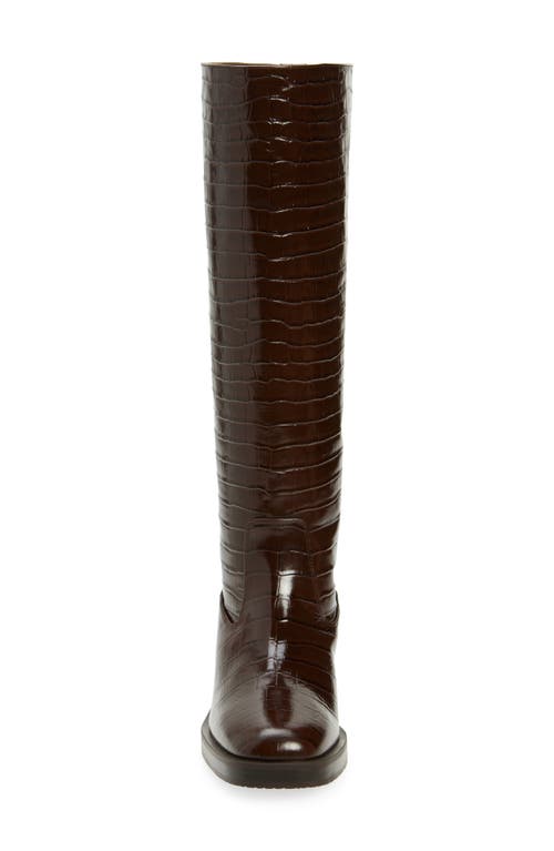 Stuart Weitzman Celia Riding Boot Knee-high In Walnut Dress Croc