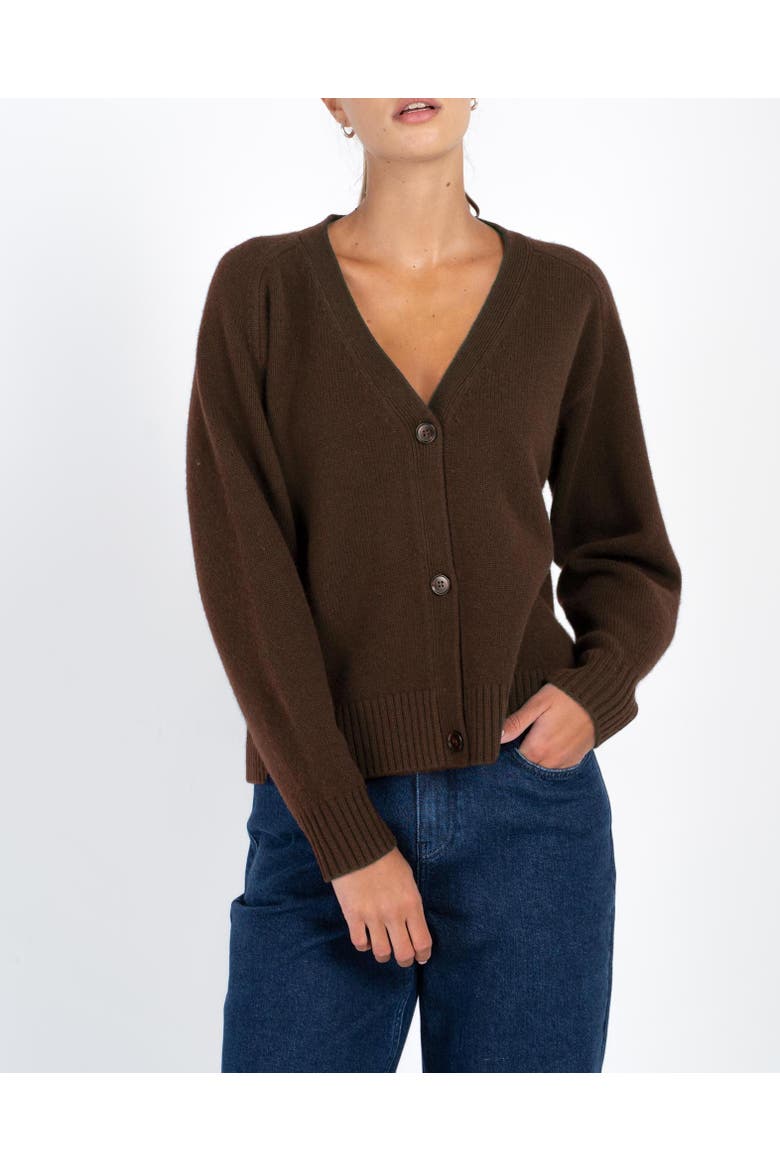 Merino Boxy Cardigan, Alternate, color, Chocolate