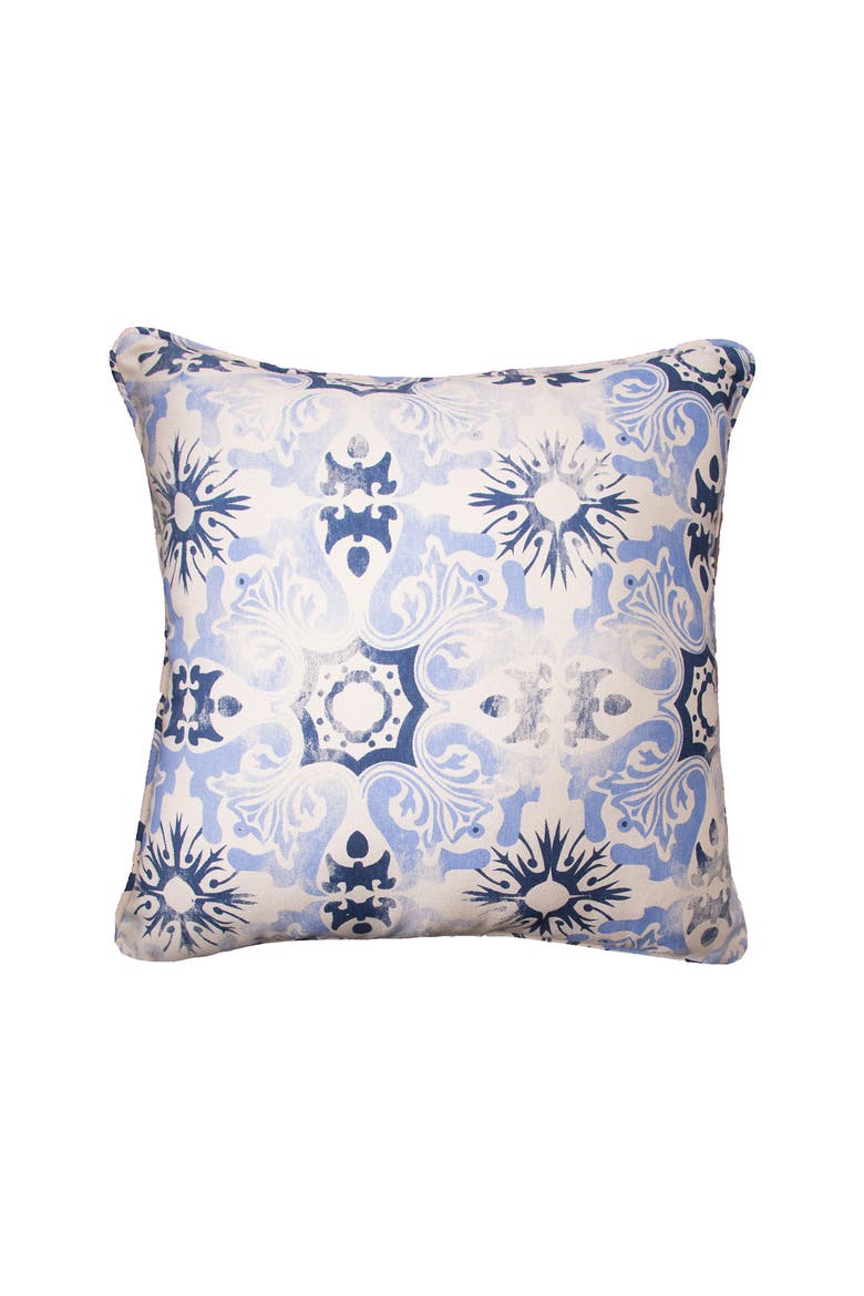 Blue Tile Woven Throw Pillow, 18" x 18", Main, color, Blue