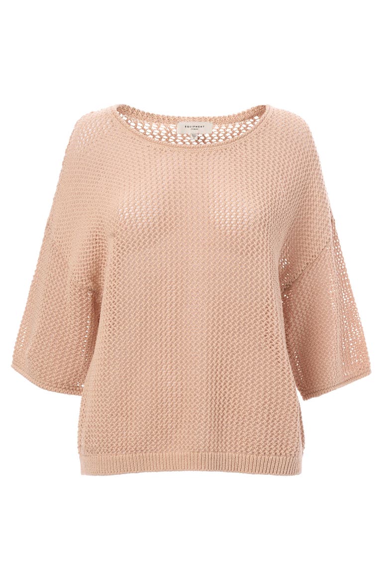 Mesh Elbow Sleeve Sweater, Alternate, color, Desert Rose