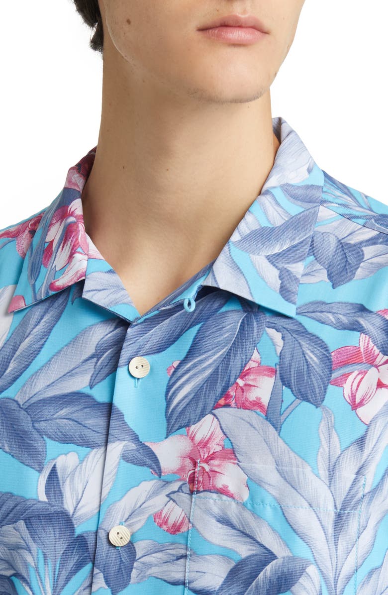 Tommy Bahama Coconut Point Floral Breeze Short Sleeve Button-Up Camp Shirt, Alternate, color, River Blue