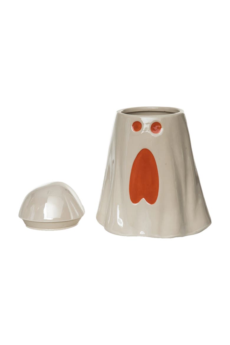 Iridescent Ghost Cookie Jar White Dolomite Halloween Decor, Alternate, color, Beige