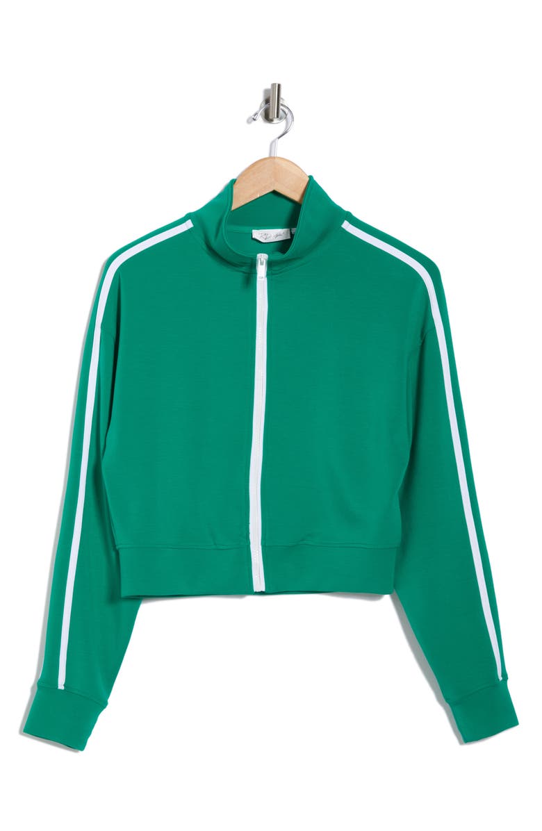 RDI Contrast Trim Knit Full Zip Jacket, Alternate, color, Green/ White
