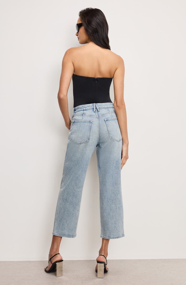 Good American Crystal Stars Good '90s Crop Straight Leg Jeans, Alternate, color, Indigo908