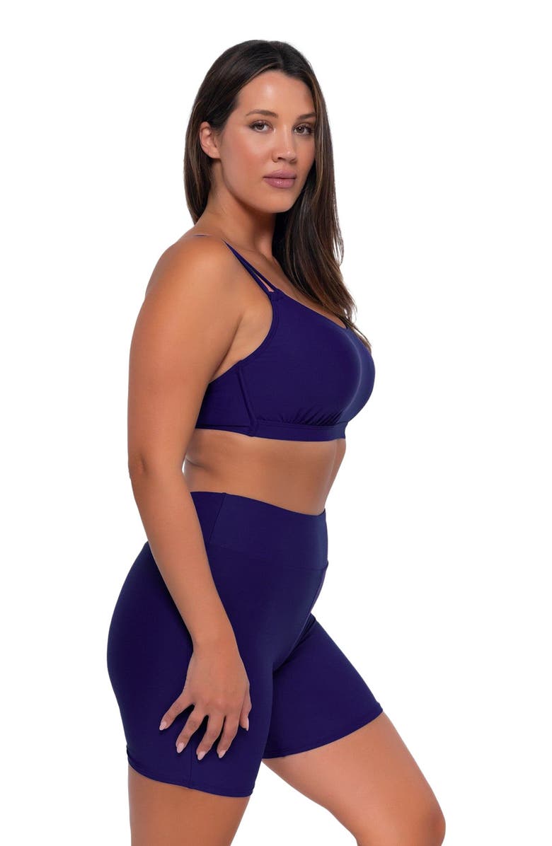 Sunsets Escape Bayside Bike Short Swim Bottoms, Alternate, color, Indigo