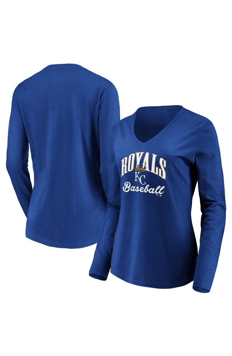 FANATICS Women's Fanatics Branded Royal Kansas City Royals Victory Script V-Neck Long Sleeve T-Shirt, Main, color, 