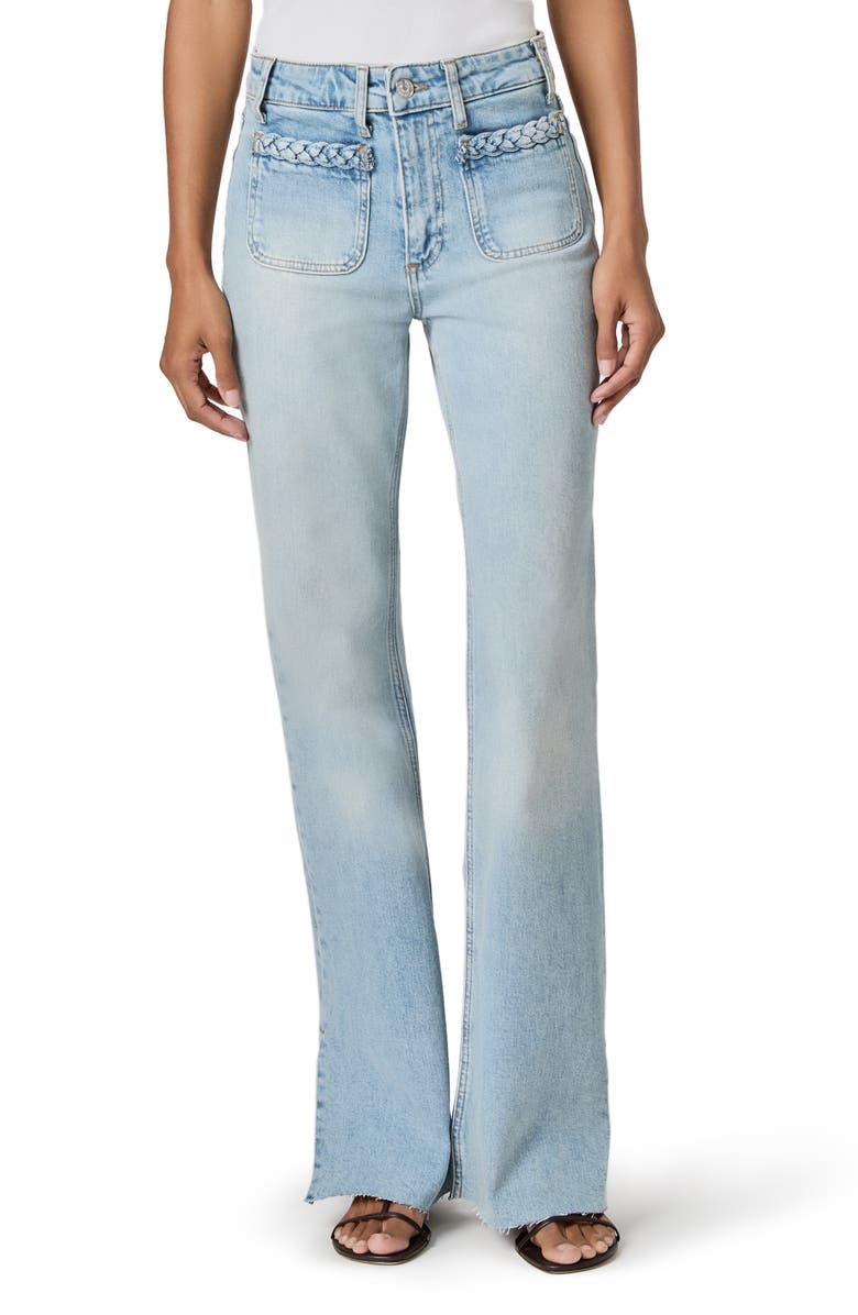 PAIGE Sofia High Waist Patch Pocket Slit Seam Raw Hem Jeans, Main, color, Montebello