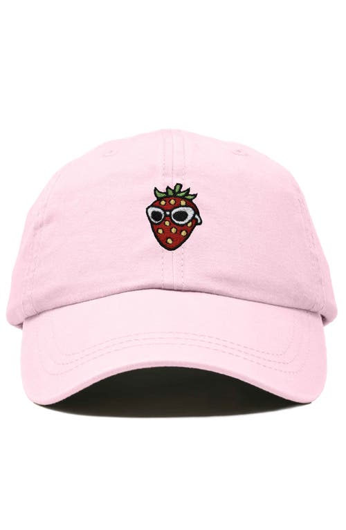 Dalix Strawberry Embroidered Casual Cap In Washed Pink
