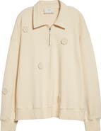 SONG FOR THE MUTE Daisy Appliqué Quarter Zip Sweatshirt