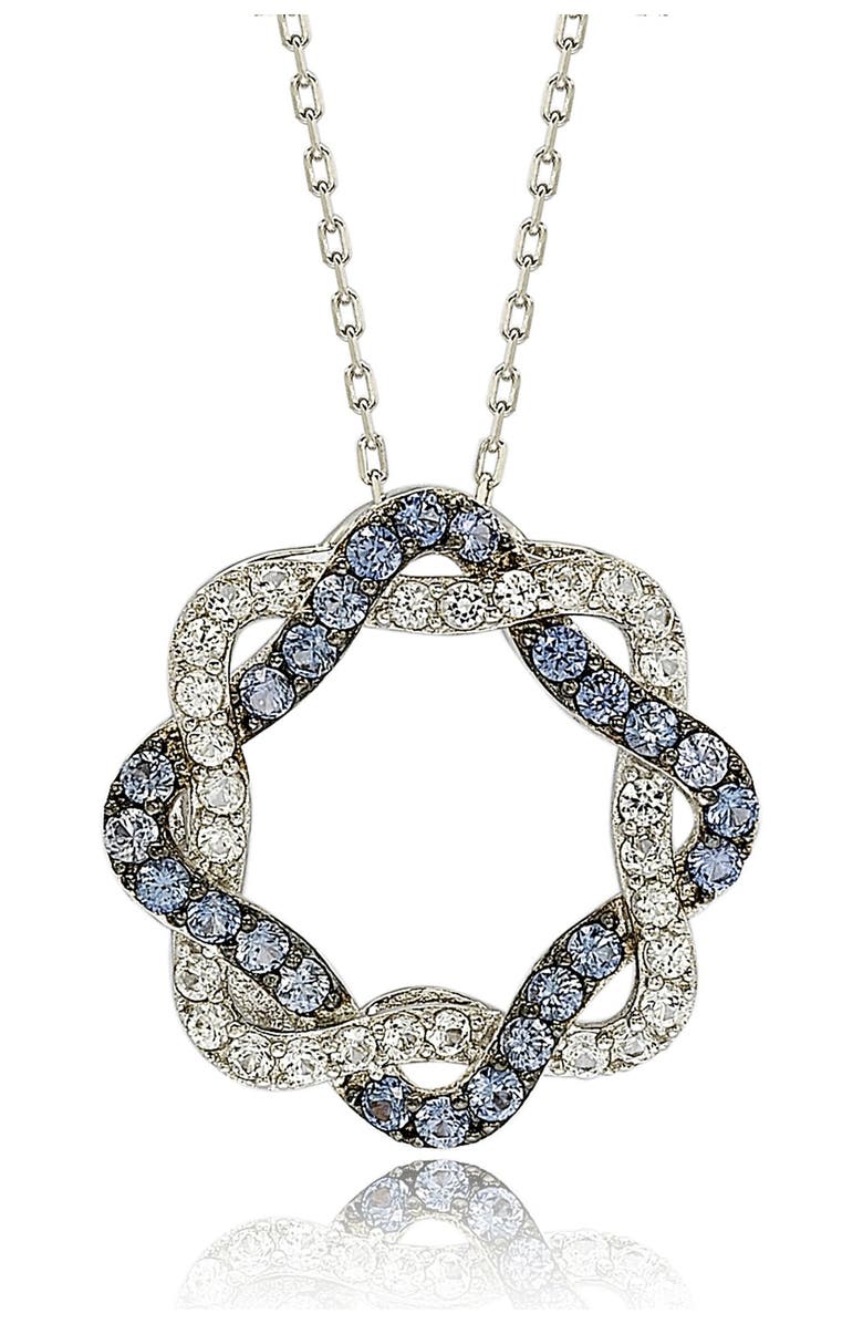 SUZY LEVIAN Sterling Silver Blue & White Sapphire & Diamond Accent Whimsical Circle Pendant Necklace - 0.02ct., Main, color, Blue