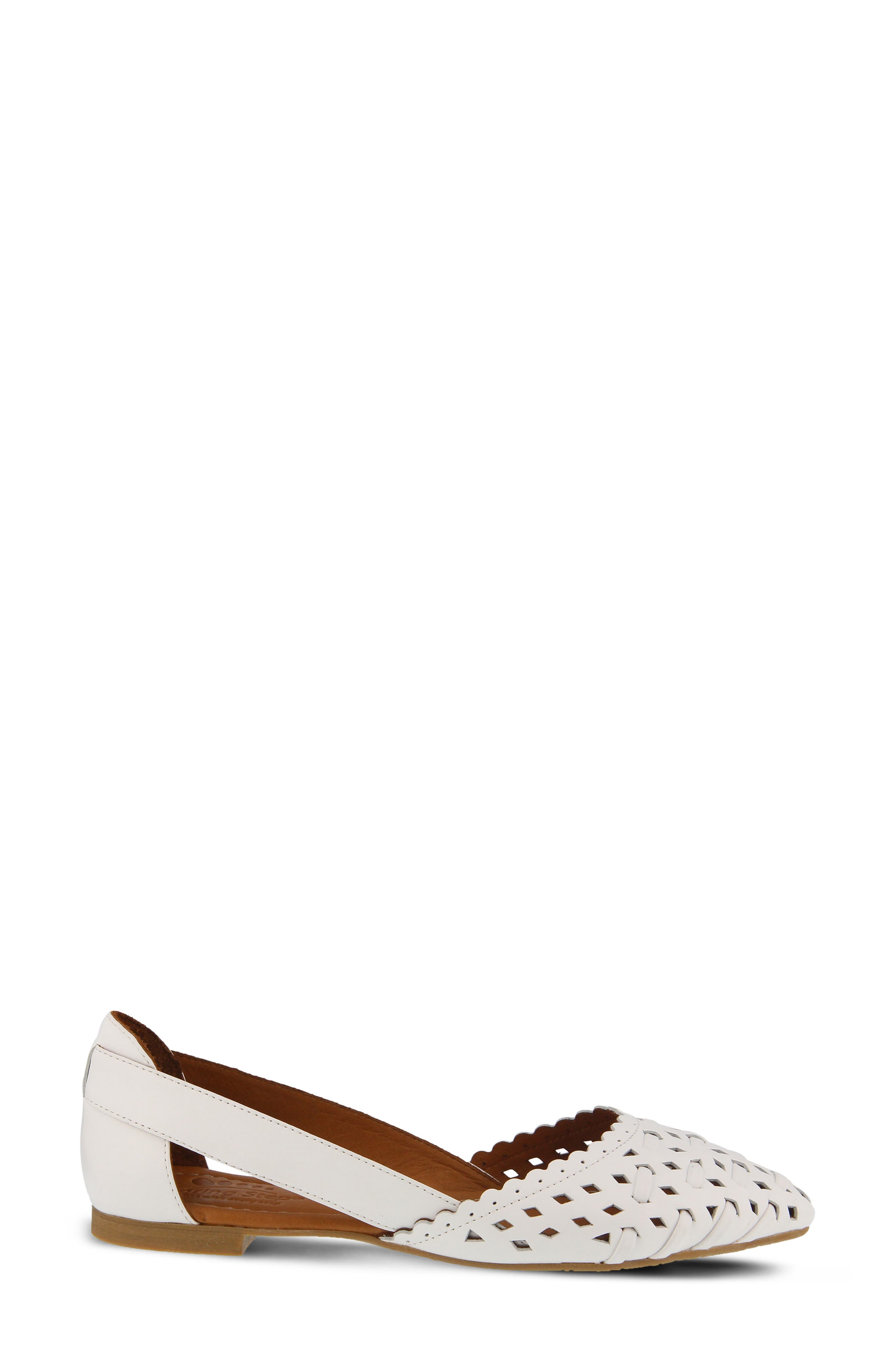 Spring Step Delorse Flat, Alternate, color, White Leather