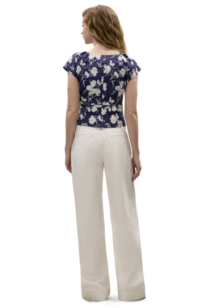 Bea Linen Blouse, Alternate, color, Navy Combo