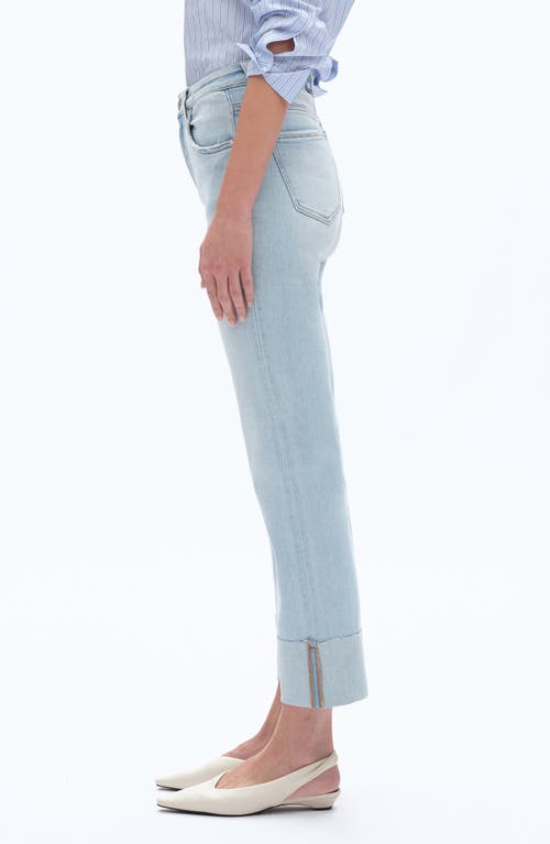 Bayeas High Waist Cuffed Raw Hem Straight Leg Jeans In Blue
