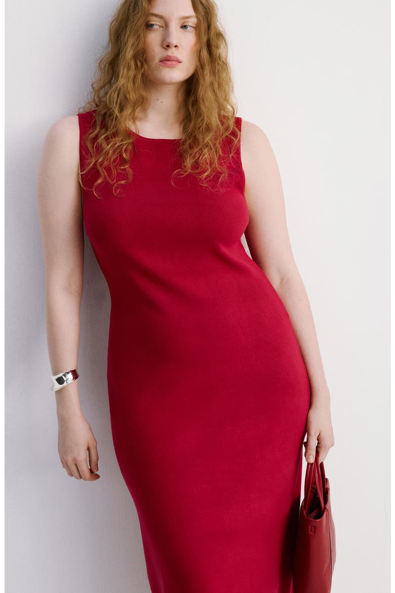 Sleeveless Knit Midi Dress, Alternate, color, RED