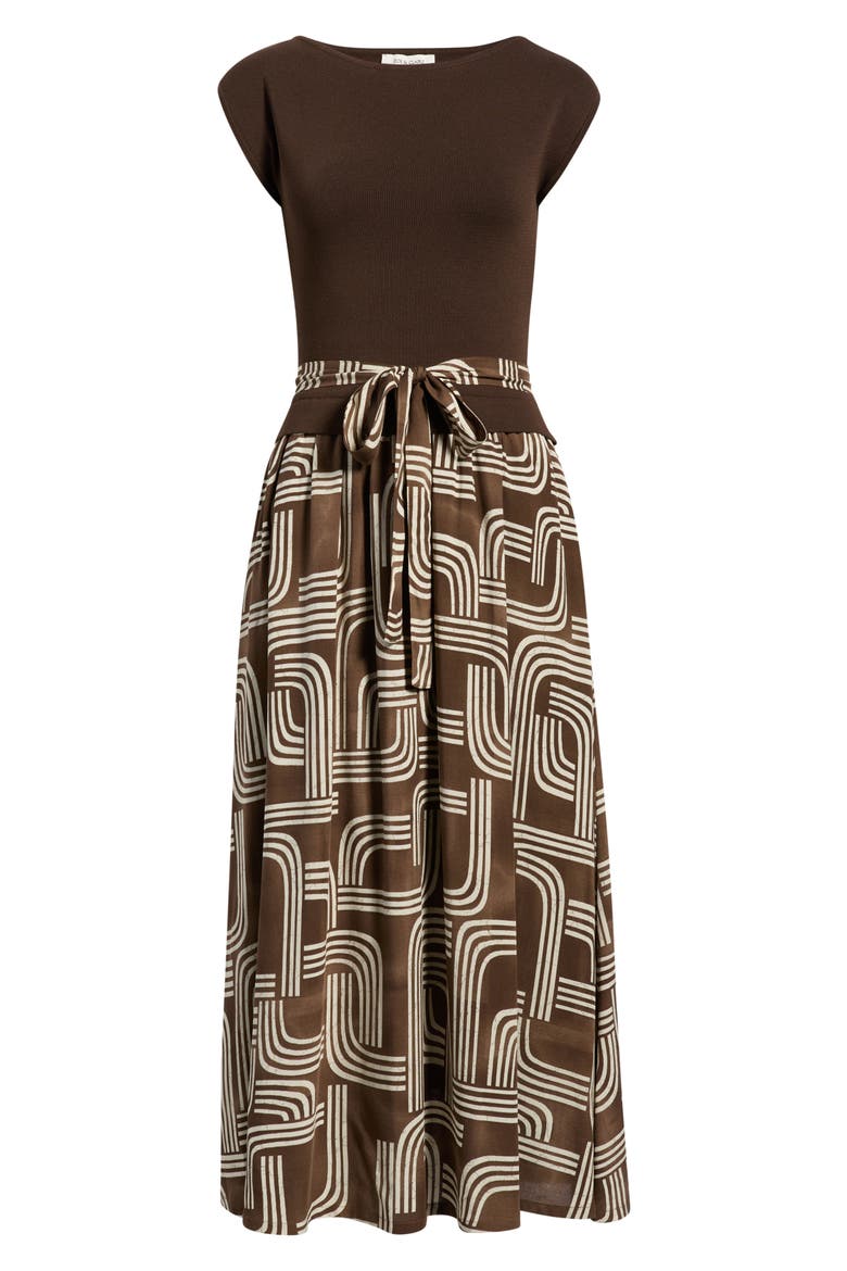 Twofer Tie Waist Midi Dress, Alternate, color, BROWN