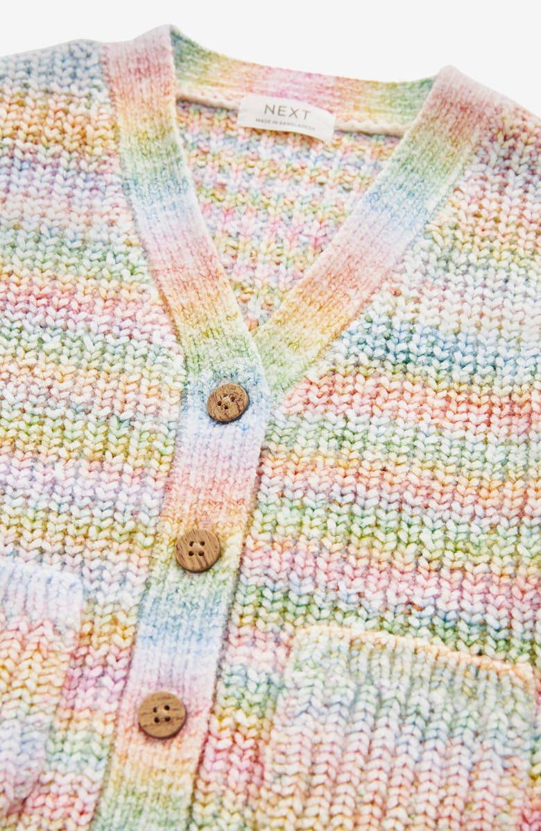 NEXT Kids' Rainbow Stripe V-Neck Cardigan, Alternate, color,