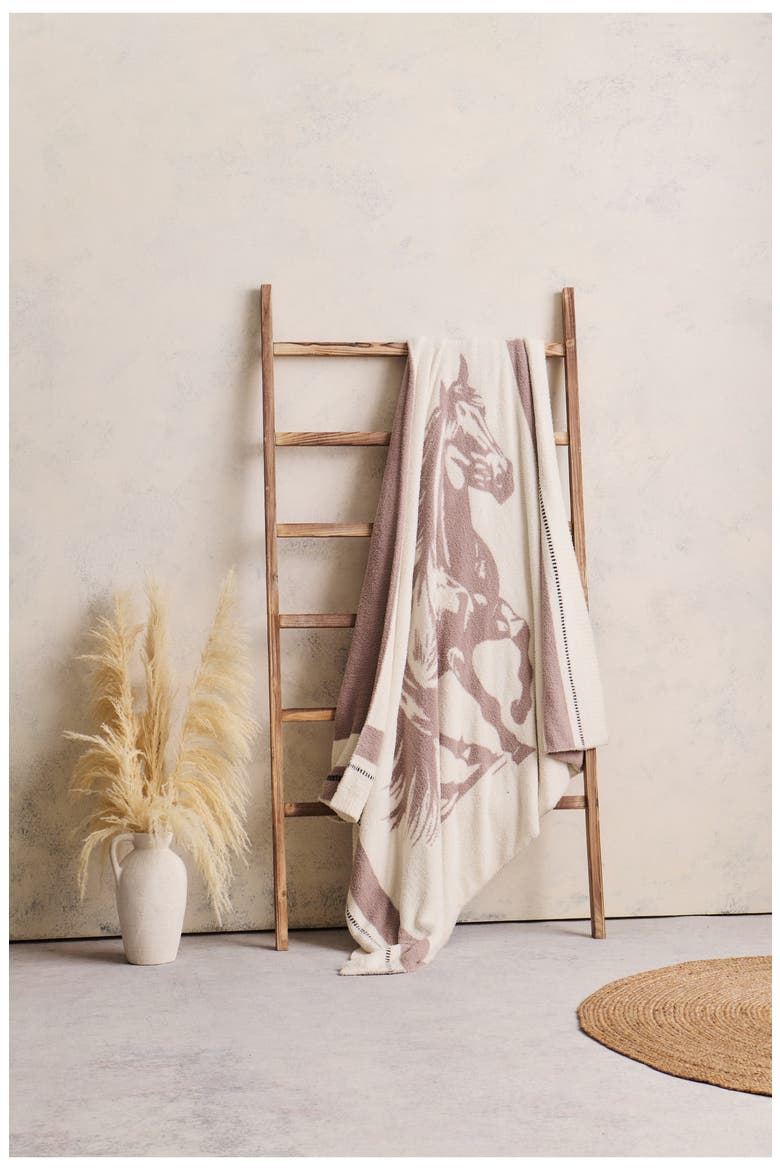 CozyChic® Stallion Jacquard Throw Blanket, Alternate, color, CREAM MULTI