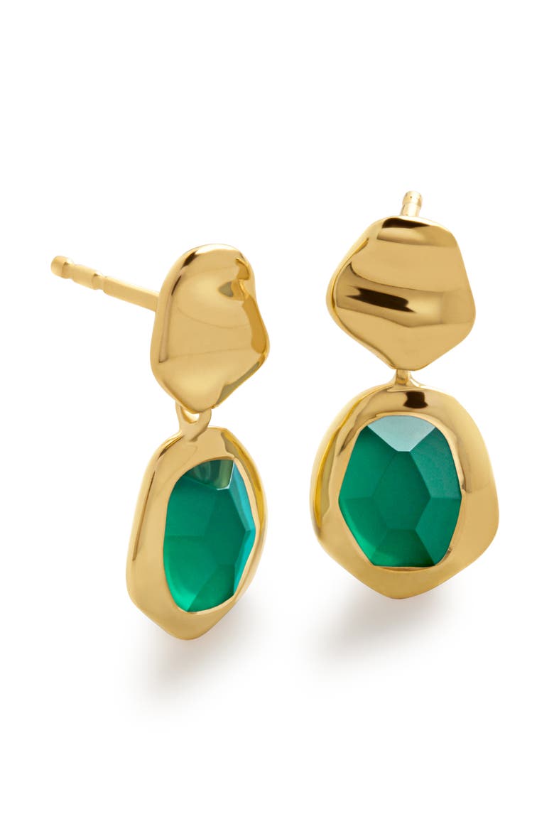 Odyssey Green Onyx Drop Earrings, Main, color, 18K GOLD VERMEIL