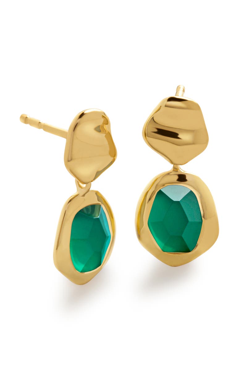 Monica Vinader Odyssey Green Onyx Drop Earrings, Main, color, 18K Gold Vermeil / Green Onyx