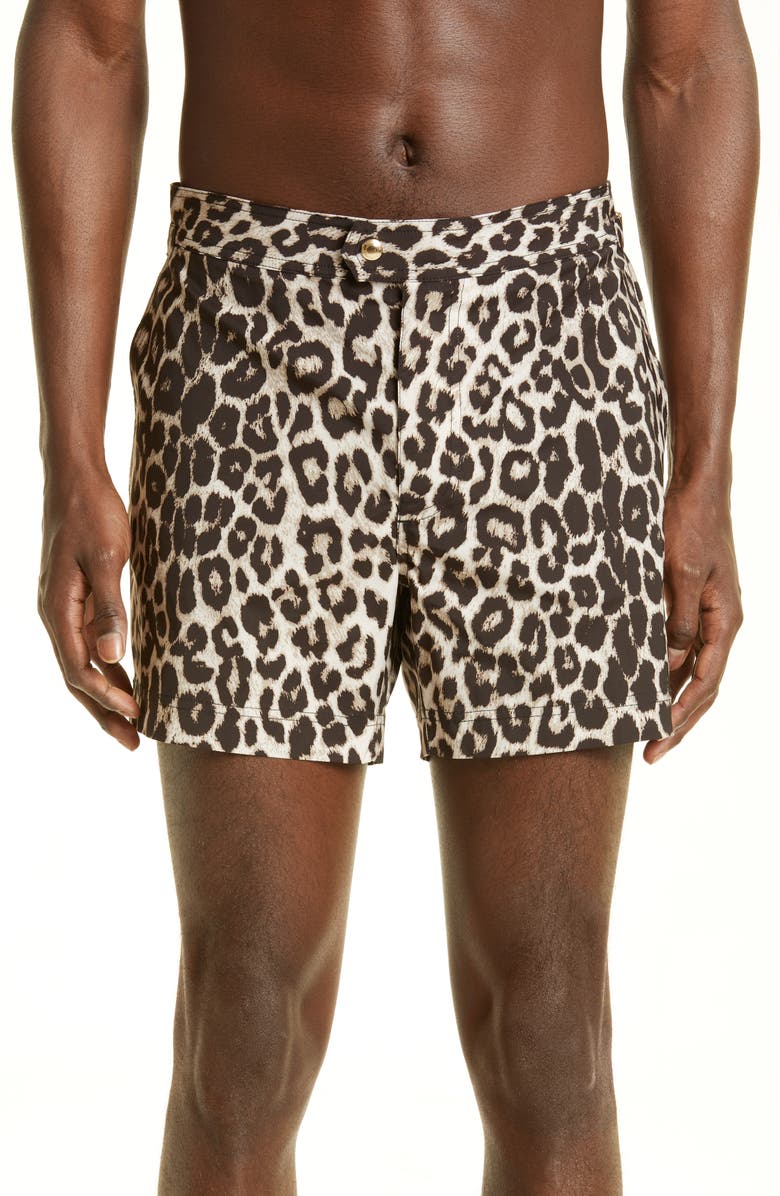 TOM FORD Snow Leopard Swim Trunks, Main, color, 