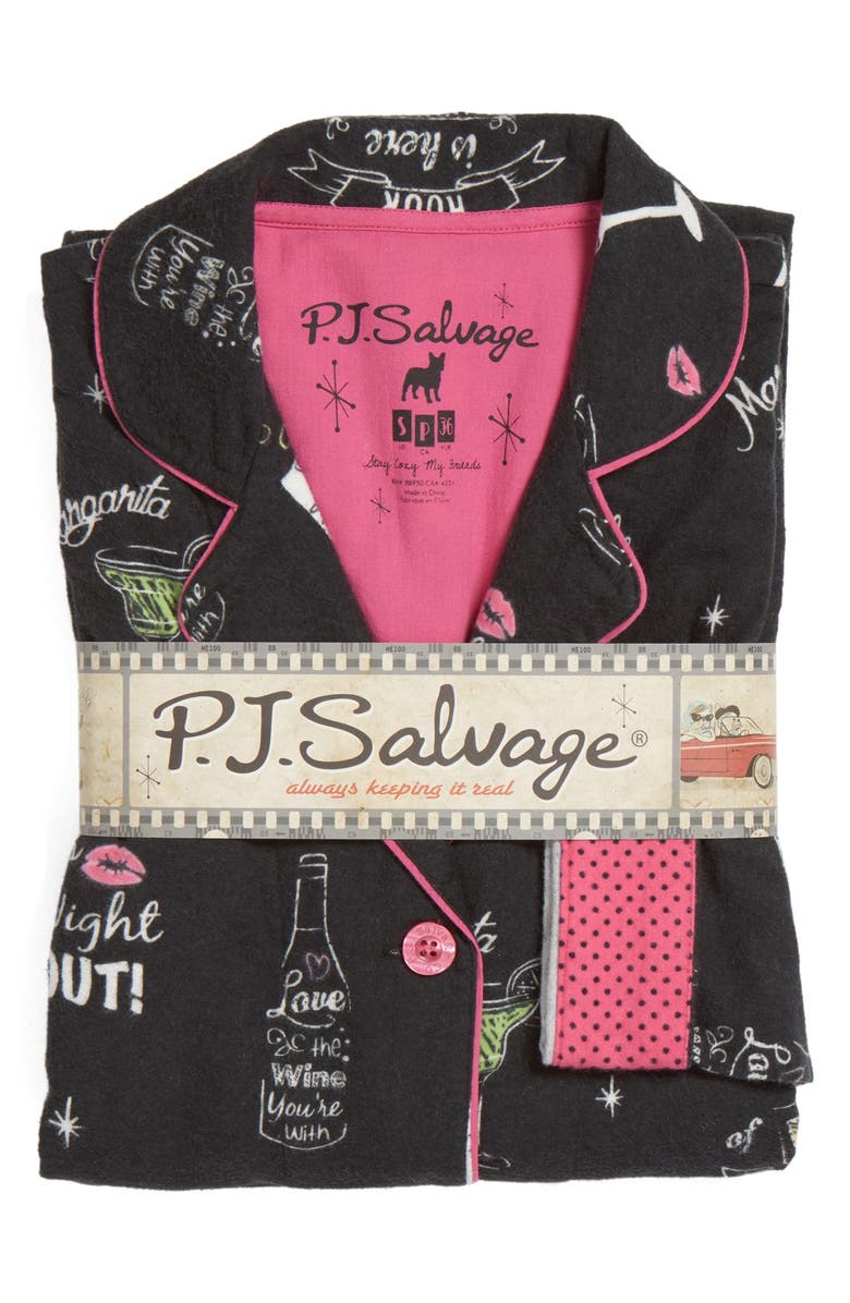 PJ Salvage Print Flannel Pajamas, Alternate, color,