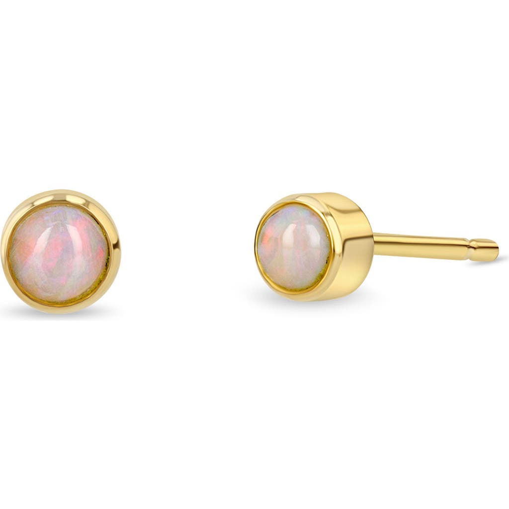 Zoë Chicco 14k Yellow Gold And Opal Bezel Stud Earrings In 14k Yellow Gold